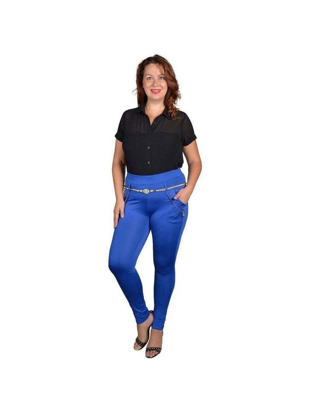 Fashion Solid Color Sexy Slim Fit Tight Pants Trousers Plus Size 3X Blue